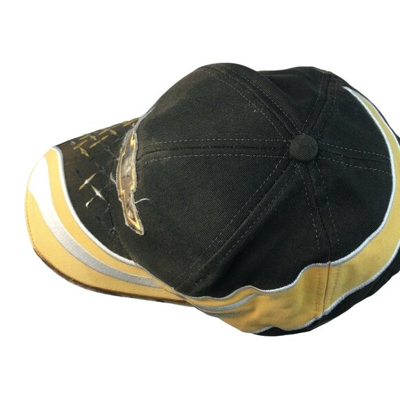 Chevy Baseball Cap Hat Factory Distressed Faux Metal Design Pattern Black Gold u - Picture 5 of 6